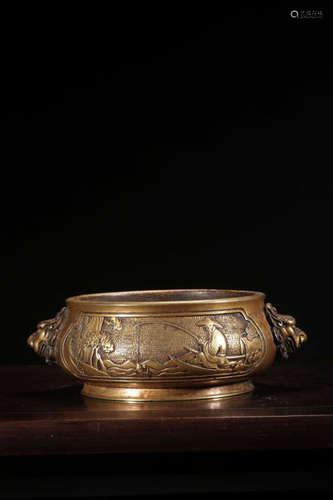 A Chinese Gild Copper Incense Burner