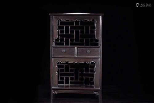 A Chinese Lobular red sandalwood Tea Cabinet