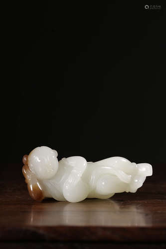 A Chinese Carved Hetian Jade Boy Ornament