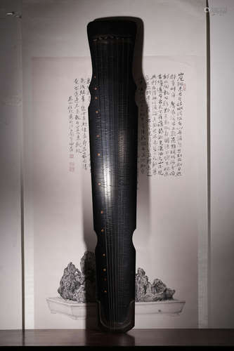 A Chinese Inscribed Wooden Musical Instruments Qin