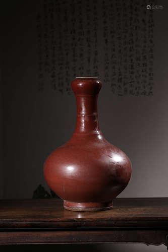 A Chinese Altar Red Glazed Porcelain Garlic Bottle