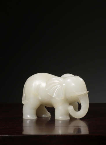 A Chinese Carved Hetian Jade Elephant Ornament