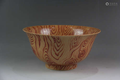 A Chinese Gild Wood Grain Porcelain Bowl