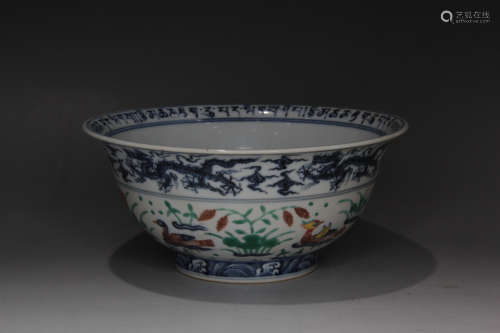 A Chinese Blue and White Multi Colored Porcelain Bowl