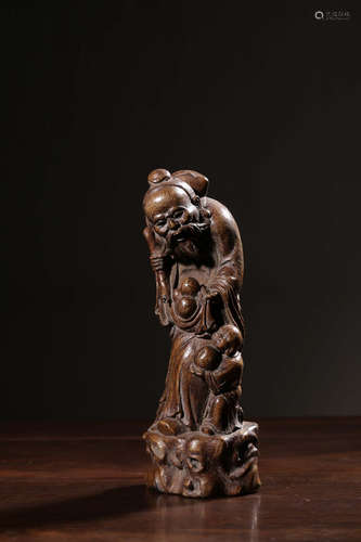 A Chinese Carved Bamboo Statue Ornament