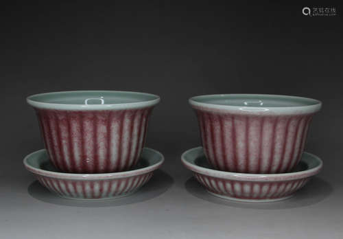 A Pair of Chinese Glazed Porcelain Flowerpots