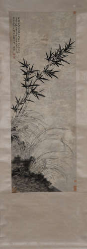 A Chinese Orchid&bamboo Ink Painting, Chen Daofu Mark