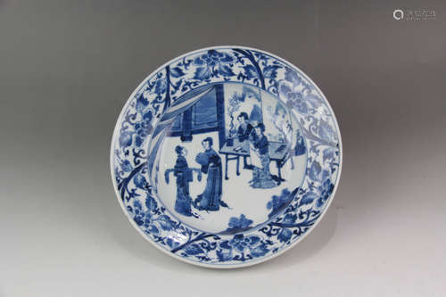 A Chinese Blue and White Figure Painted Porcelain Plate