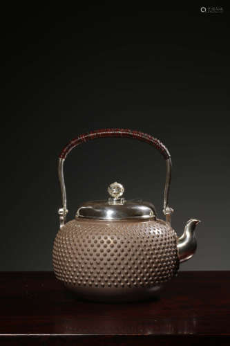 A Chinese Handmade Silver Pot