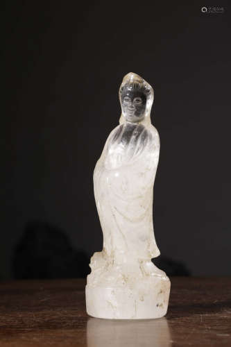 A Chinese Natural Crystal Guanyin Statue