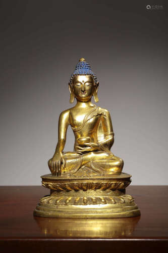 A Chinese Gild Bronze Seated Statue of Medicine Buddha