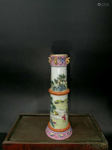 A Chinese Famille Rose Gild Porcelain candlestick