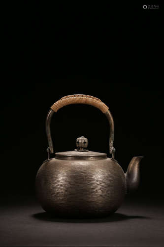 A Chinese Silver Gilded Copper Pot with Loop Handle