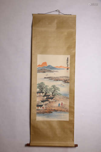 A Chinese Landscape Painting Scroll, Qi Baishi Mark