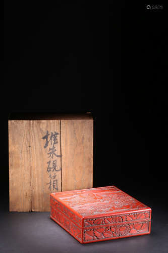 A Set of Chinese Carved lacquerware Box, Inkstone,Yandi 3pcs