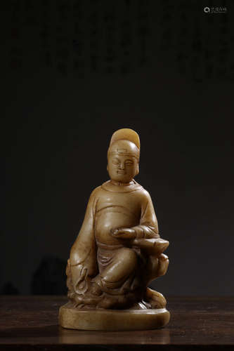 A Chinese Carved Shoushan Ross Quartz Ornament