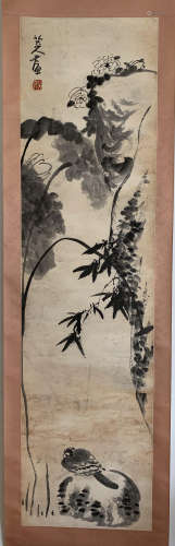 A Chinese Flower&bird Painting Scroll, Ba Da Shanren Mark