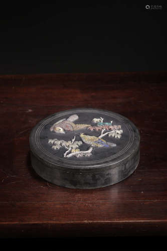 A Chinese Jewel Inlaid Duan Stone Flower&Bird Pattern Ink Box