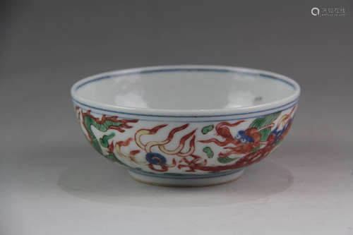 A Chinese Multi Colored Dragon Pattern Porcelain Bowl