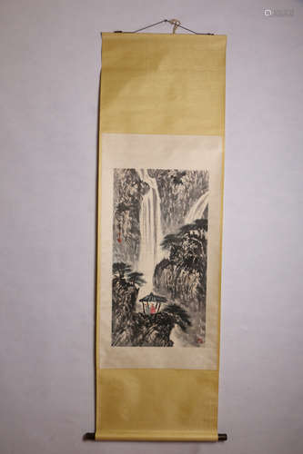 A Chinese Painting Scroll, Fu Baoshi Mark