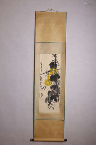 A Chinese Painting Scroll, Qi Baishi Mark