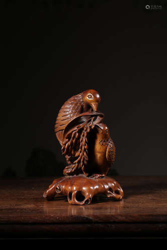 A Chinese Carved Boxwood Ornament