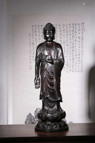 A Chinese Lobular red sandalwood Buddha Statue