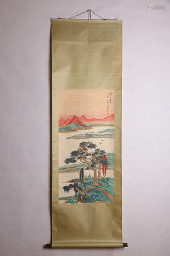 A Chinese Landscape Painting Scroll, Zhang Daqian Mark