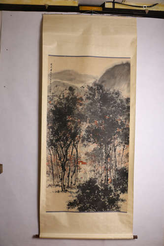 A Chinese Landscape Painting Scroll, Fu Baoshi Mark