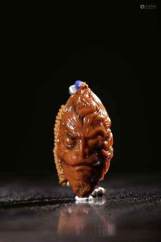 A Chinese Carved Hetian Jade Bodhidharma Ornament