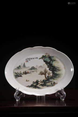 A Chinese Landscape Light colorful porcelain Plate