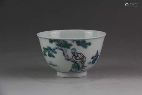 A Chinese Doucai Porcelain Figure Painted Porcelain Cup