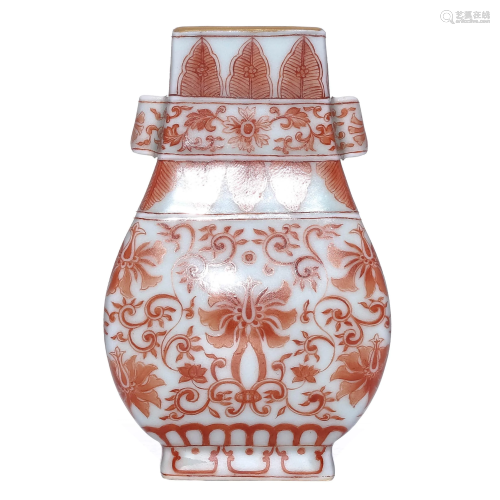 A CHINESE IRON RED FLORAL PORCELAIN S…