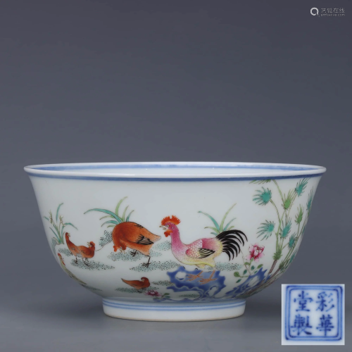 A CHINESE DOUCAI COCK PAINTED PORCELAI…