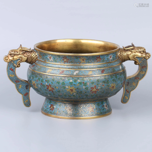 A CHINESE GILD COPPER CLOISONNE DRA…