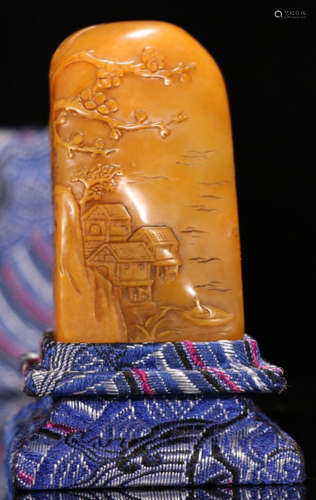 A TIANHUANG STONE CARVED LANDSCAPE PATTERN SEAL