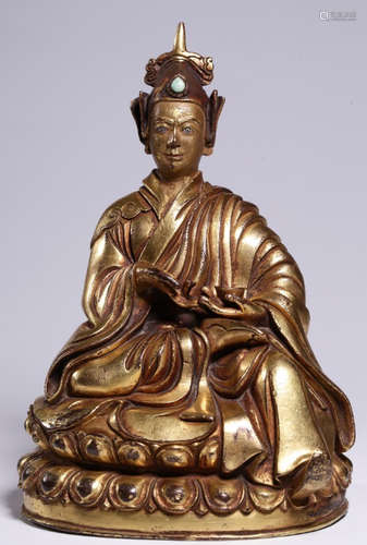 A GILT BRONZE CAST PADMASAMBHAVA BUDDHA