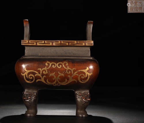 A GILT BRONZE CAST PHOENIX PATTERN CENSER