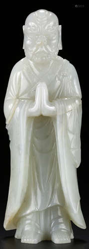 A HETIAN JADE CARVED BODHIDHARMA STATUE