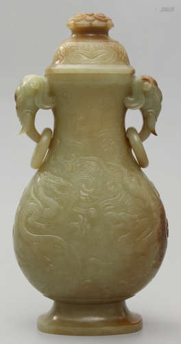 A HETIAN JADE CARVED VASE