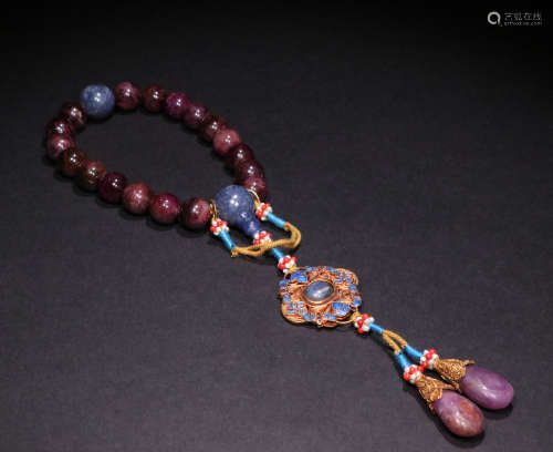 A Qing dynasty Tourmaline 18 beads Hand String