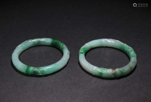 A Qing dynasty jadeite Bamboo Patten bracelets