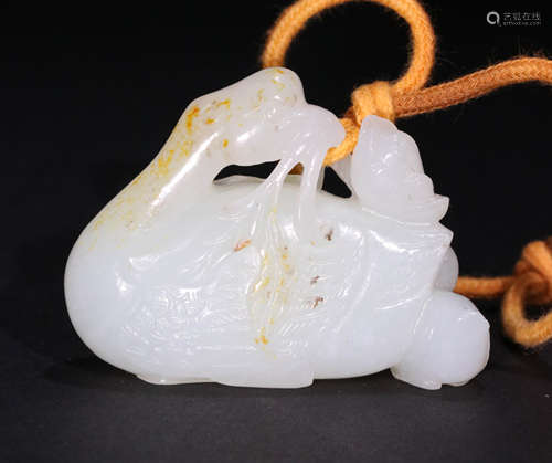 A Qing dynasty Carved Hetian Jade Ornament, Gooses