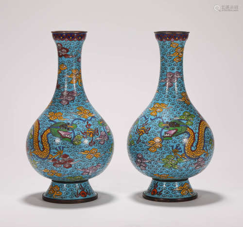 A pair of Qing Dynasty 
Cloisonne Vase