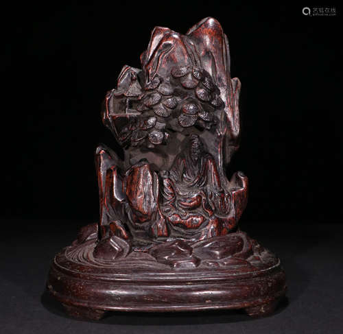 A Qing Dynasty Carved Agarwood Figure Ornament