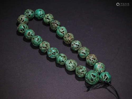 A Qing dynasty turquoise Hand carve hollow pattern Hand String