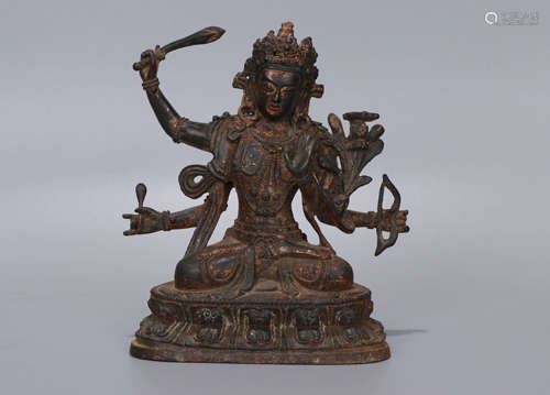 A Qing Dynasty Gilding Bronze 
Shadakshari Lokeshvara statues