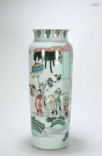 A Qing Dynasty Colorful Porcelain figural Vase