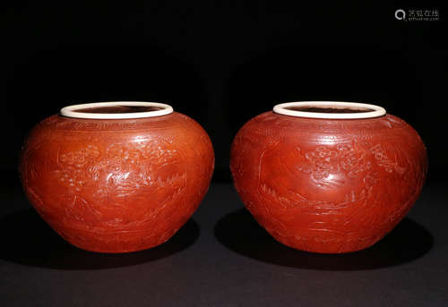 A pair of Qing Dynasty Baduk Jar