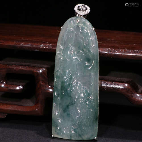 A Qing Dynasty jadeite Pendant, Guanyin